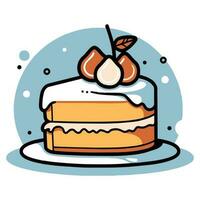 delicious cake in flat line art style vector