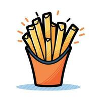 Hand Drawn french fries in doodle style vector