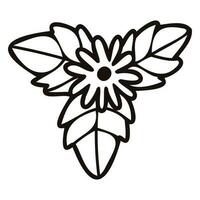 Hand Drawn flowers with twigs in doodle style vector