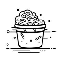 Hand Drawn instant noodles in doodle style vector