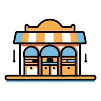 shop front in flat line art style vector