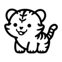 Hand Drawn cute tiger in doodle style vector