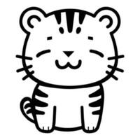 Hand Drawn cute tiger in doodle style vector