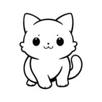 Hand Drawn cute cat in doodle style vector