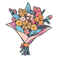 Hand Drawn flower bouquet in doodle style vector