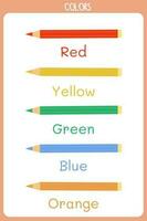 vector colorful pencils for learning colors for preschool children