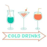 vector set wth cold summer drinks