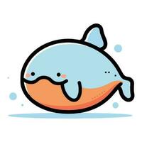 Hand Drawn cute whale in doodle style vector