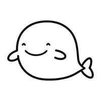 Hand Drawn cute whale in doodle style vector