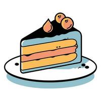 delicious cake in flat line art style vector