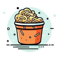 Hand Drawn instant noodles in doodle style vector