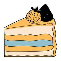 delicious cake in flat line art style vector