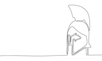 Knight helmet isolated on white background. Line art helmet. One line continuous vector illustration.