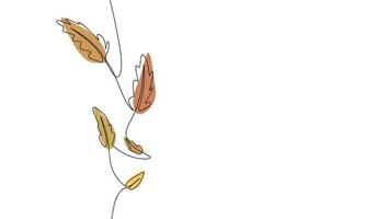 Leaves in fall isolated on white background. Line art autumn leaves. One line continuous vector illustration.