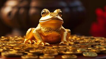 The Chinese golden frog and gold coin created using Technology photo