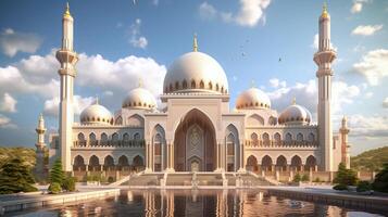 increíble mezquita con azul cielo, generativo ai tecnología foto