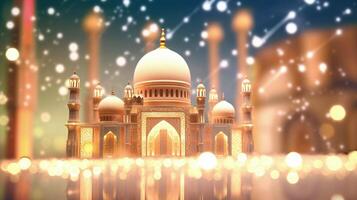 Golden mosque with blurred background, Technology photo