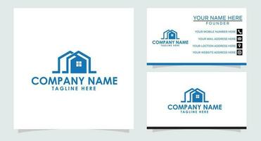 Home real estate residential building property logo with business card design vector