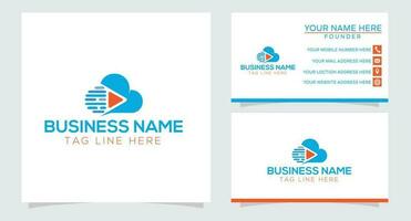 Cloud computing technology vector logo design template