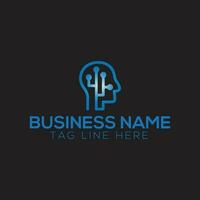 Brain Tech Mind Data Logo Design Template vector