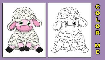 colorante libro imagen de animal personaje oveja vector