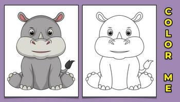 coloring book pictures of rhino animal characters