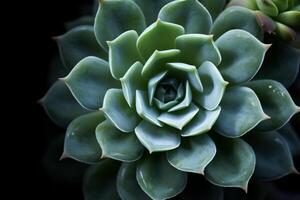 Echeveria green succulent plant macro, top view, photo