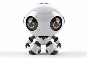 Cute robot on white background to decorate project white background content. photo