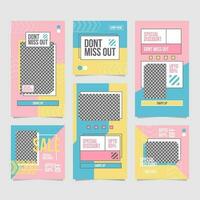 Retro style feeds and stories template. vector