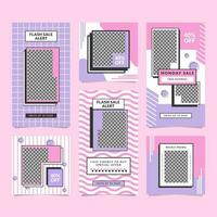 Retro style feeds and stories template. vector