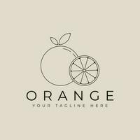 orange fruit line art logo design with minimalist style logo vector illustration design