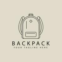 backpack school logo line art design with minimalist style logo vector illustration design