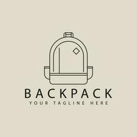 backpack school logo line art design with minimalist style logo vector illustration design