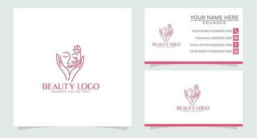 Beauty cosmetic woman luxury logo design and business card template vector