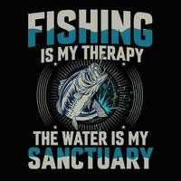 Fishing t-shirt, fishing therapy, Sanctuary, Mens Fishing T-shirt, Funny Fishing Shirt, Fishing Graphic Tee, Fisherman Gifts, Present For the fisherman vector