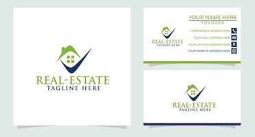 Home and check mark logo - house roof with chimney and window and red tick symbol. Real estate and realty vector icon.