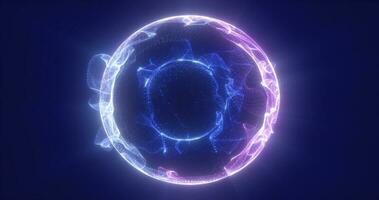 Abstract blue energy particle sphere glowing electric magical futuristic high-tech space photo