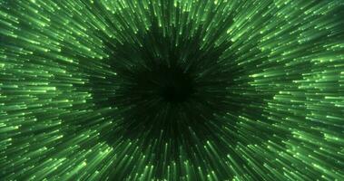 Abstract green energy magical glowing spiral swirl tunnel particle background with bokeh effect photo