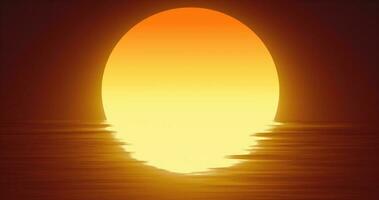 Abstract orange sun over water and horizon with reflections background photo