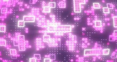 Abstract purple energy squares glowing digital particles futuristic hi-tech background photo