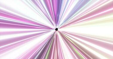 Abstract glowing space tunnel flying at high speed from bright energy futuristic high-tech lines background photo