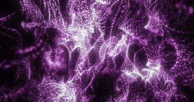 Abstract purple energy lines and particles magical bright glowing futuristic hi-tech background photo