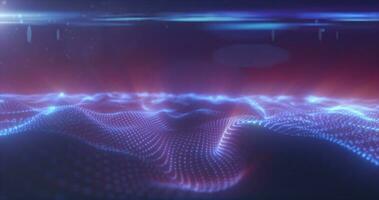 Abstract blue energy surface with magic waves from particles and dots with blur and glow effect abstract background photo