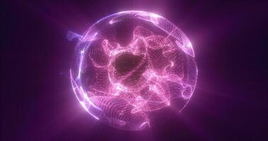resumen púrpura energía partícula esfera brillante eléctrico mágico futurista alta tecnología espacio foto