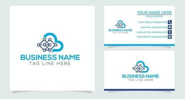 Cloud computing technology vector logo design template