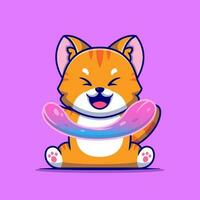 Cute Cat Playing Slime Cartoon Vector Icon Illustration.  Animal Nature Icon Concept Isolated Premium Vector. Flat  Cartoon Style