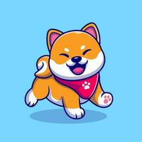 Happy Shiba Inu Dog Cartoon Vector Icon Illustration. Animal  Nature Icon Concept Isolated Premium Vector. Flat Cartoon  Style