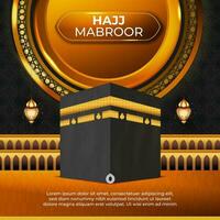 Tour Hajj and Umrah social media Template Vector Design With realistic kaaba for Islamic background, flyer, banner