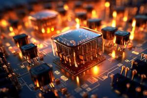 Abstract circuit board technology. Futuristic modern Electronic Technology. photo