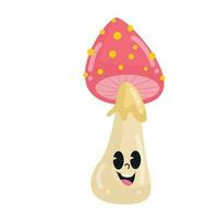 vector cute mushroom smiling sweetly with red flower parts and cream stems